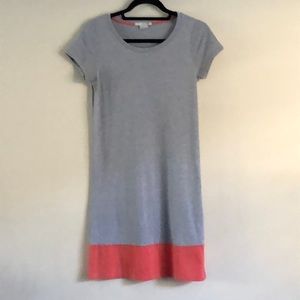 Boden Color Block T Shirt Dress Gray Coral